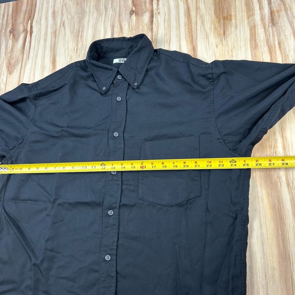 Uniqlo Men's Medium Black Oversized Heavyweight Lyocell Long Sleeve Button Shirt - Picture 8 of 10